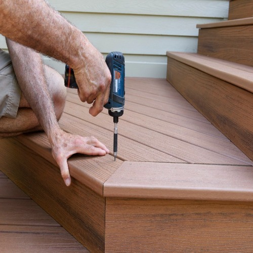 Man building a deck