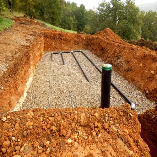 Septic system laid out in the ground