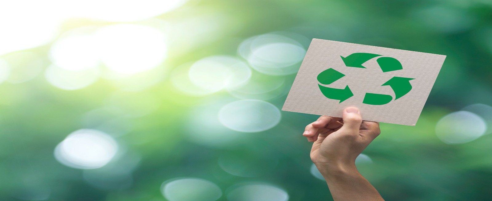 Person holding a recycling symbol
