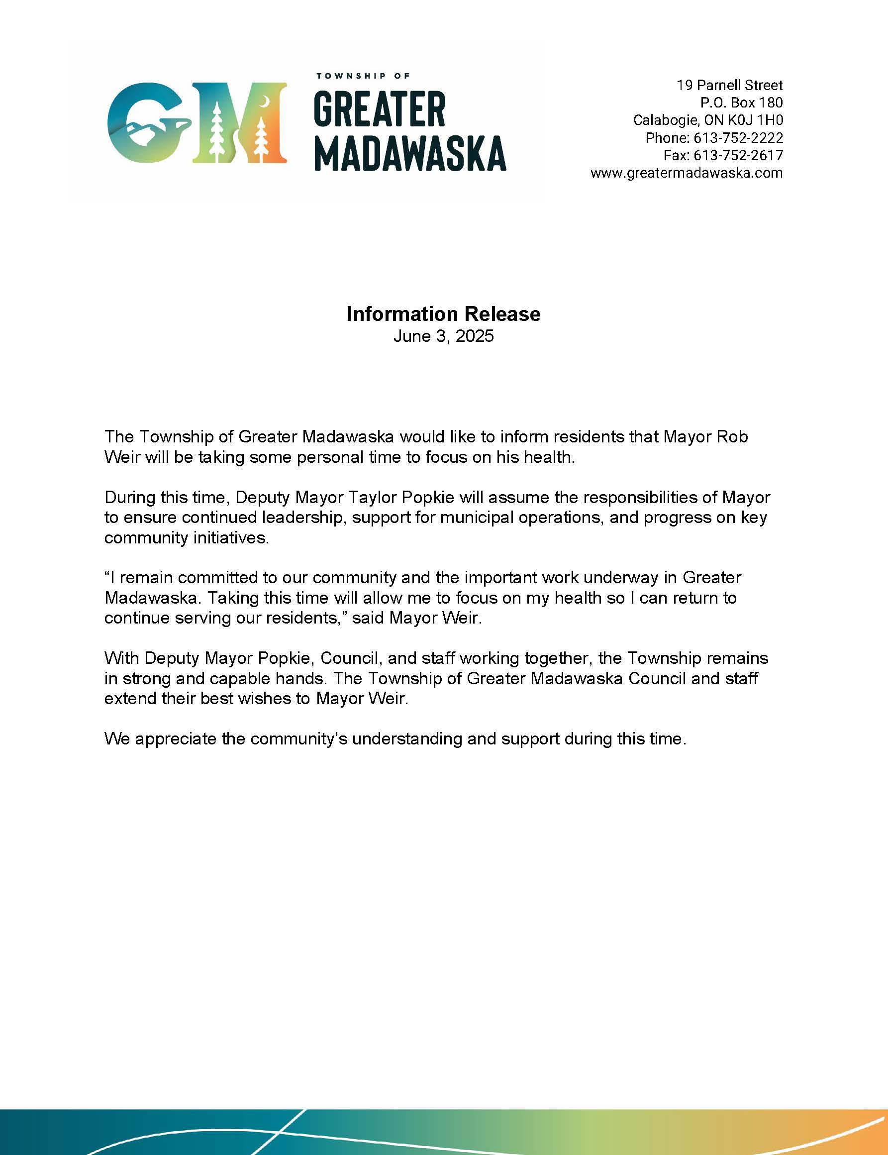 information release, wording found in body of page