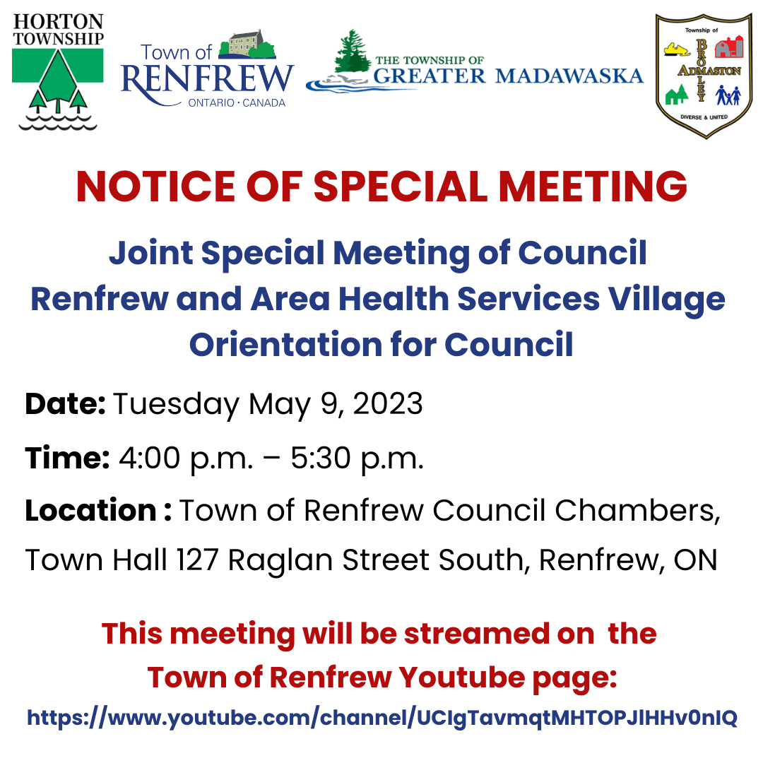 Notice of joint special council meeting may 9, 2023