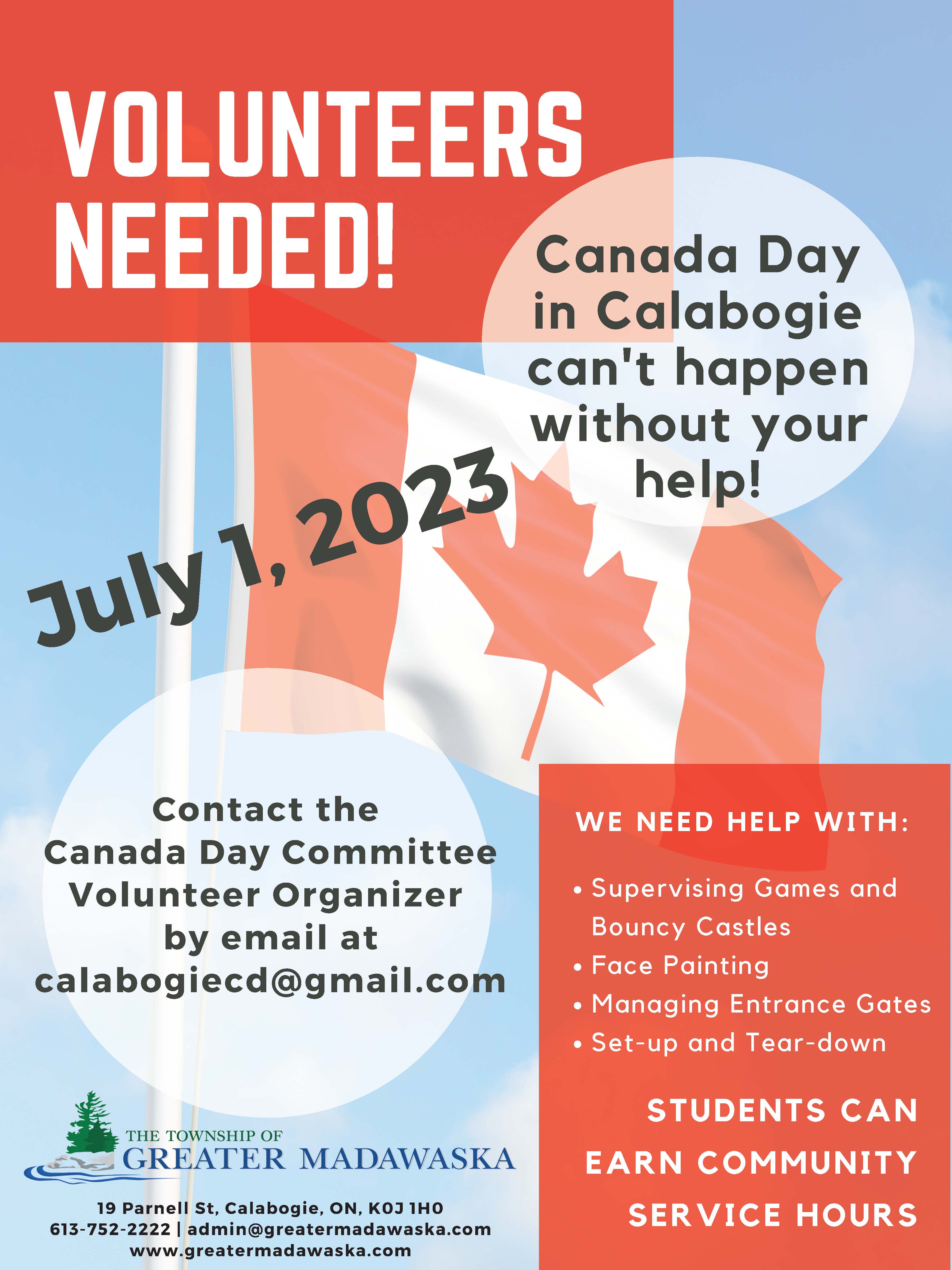 canada day volunteers needed for july 1, 2023