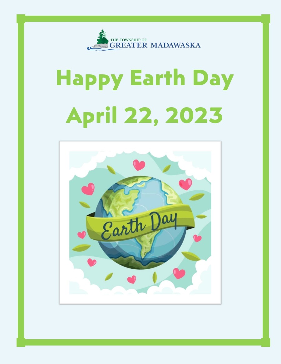 poster says happy earth day april 22 2023 with a drawing of the earth and hearts