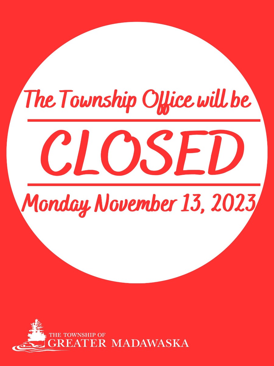 office closed november 13, 2023, red background, white font