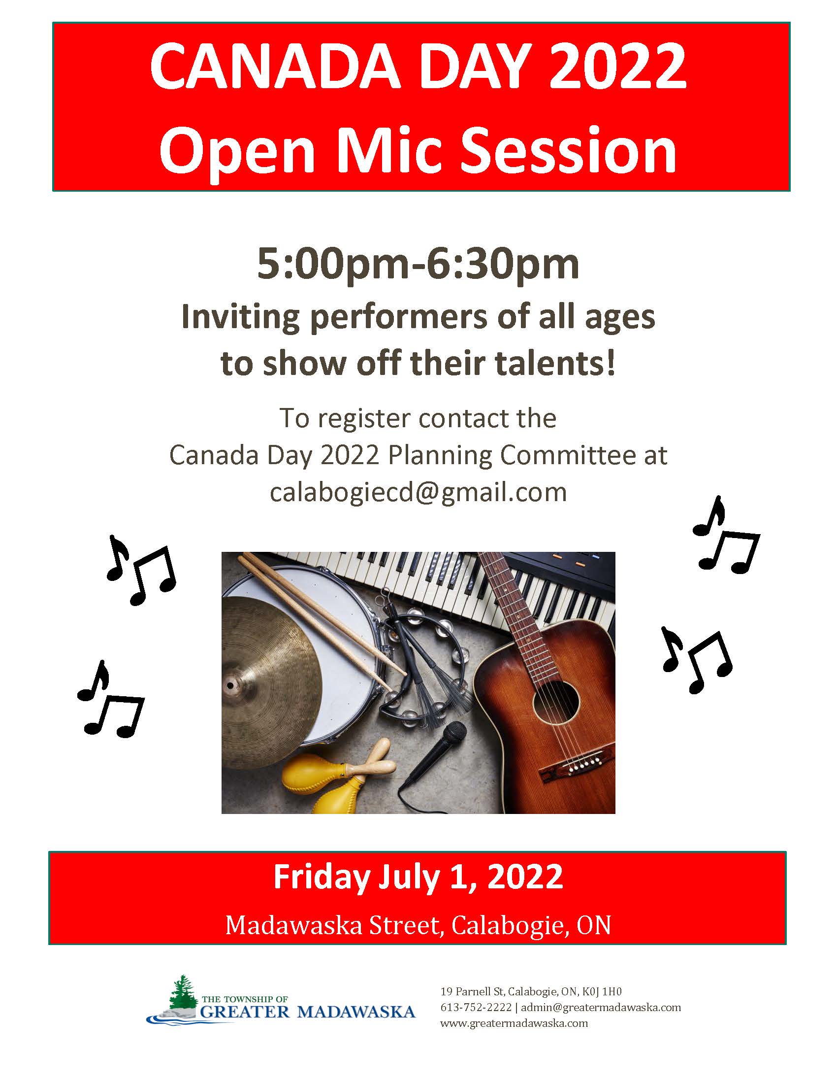 poster for canada day open mic session