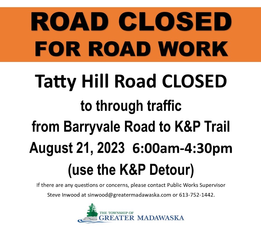 tatty hill road closed august 21 2023