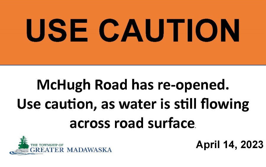 use caution water still flowing across mchugh road