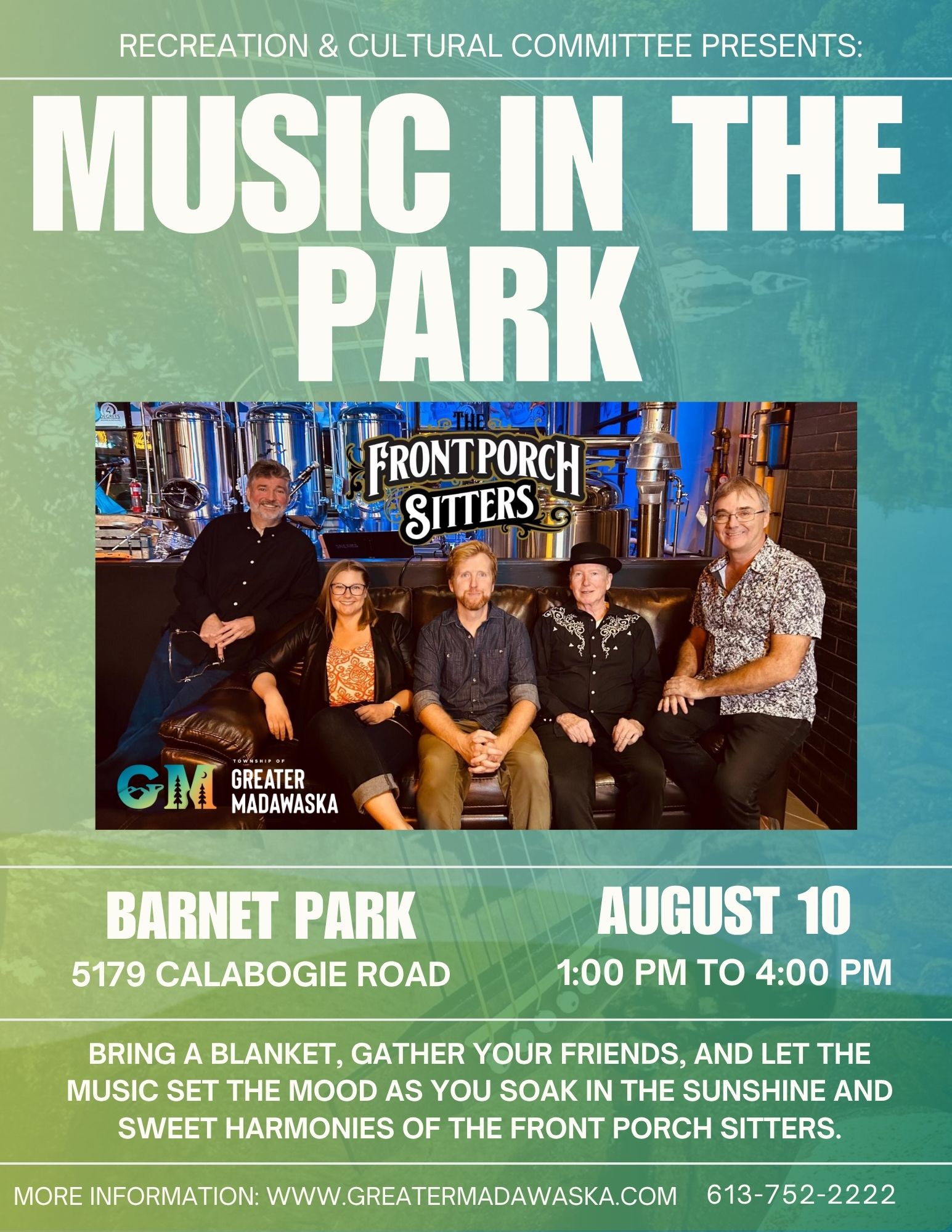 Music in the park poster details in body of webpage
