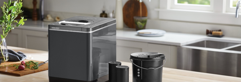 countertop foodcycler compost unit sitting on a kitchen counter
