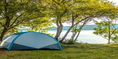 A tent by the lake
