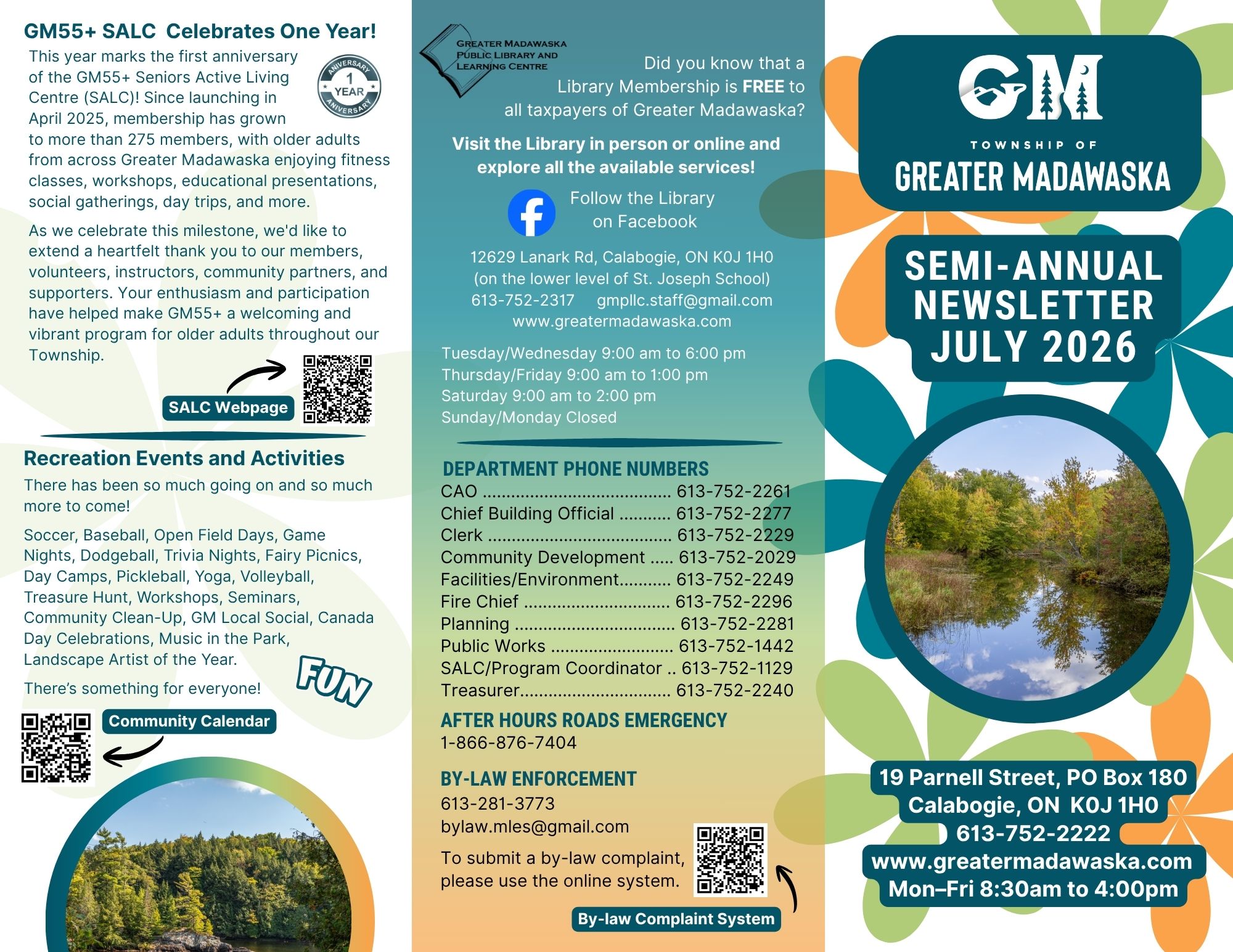 July 2026 Newsletter page 1, context is in pdf linked on the webpage