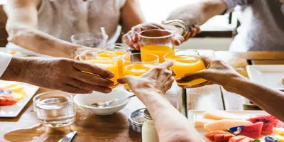 Seniors having a meal together