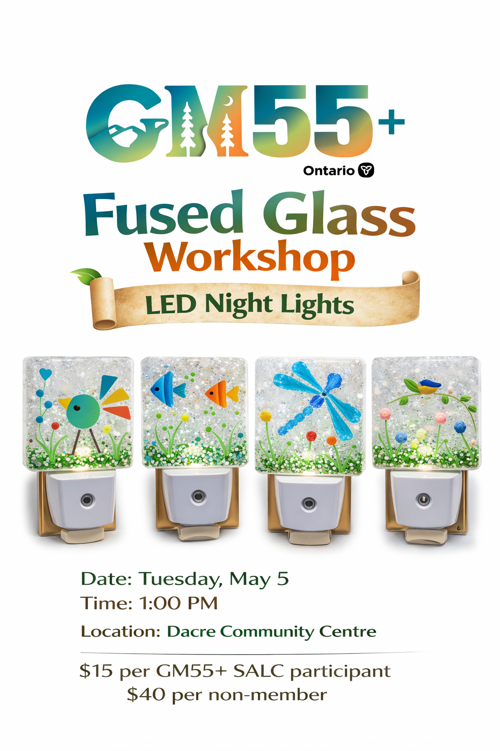 Fused Glass Workshop poster text is in body of page