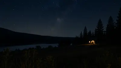 dark night sky above trees